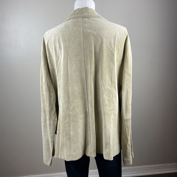 New Karen Kane NWT 3X Khaki Suede Leather Jacket Retro Boho Oversized - Picture 4 of 9